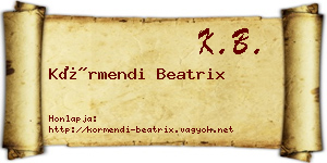 Körmendi Beatrix névjegykártya